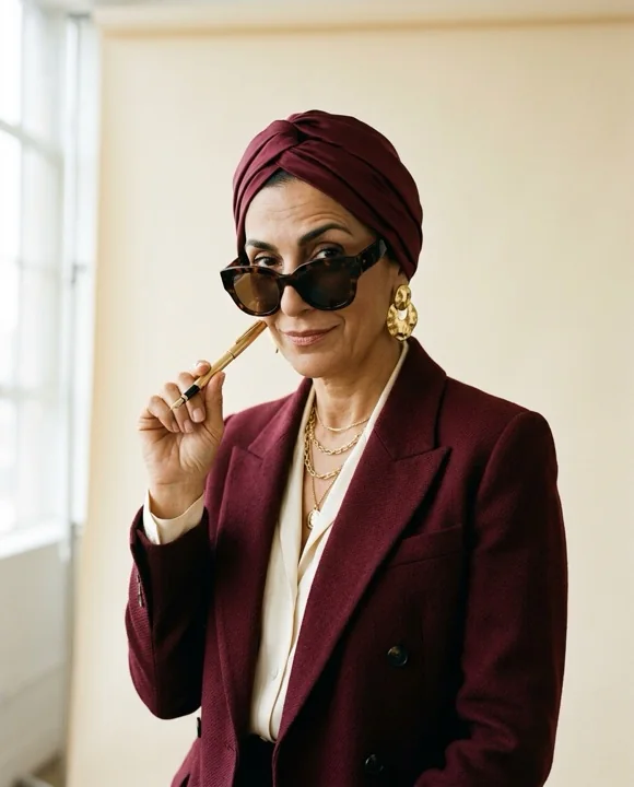 Madam, güneş gözlüğüyle ciddi bakarken