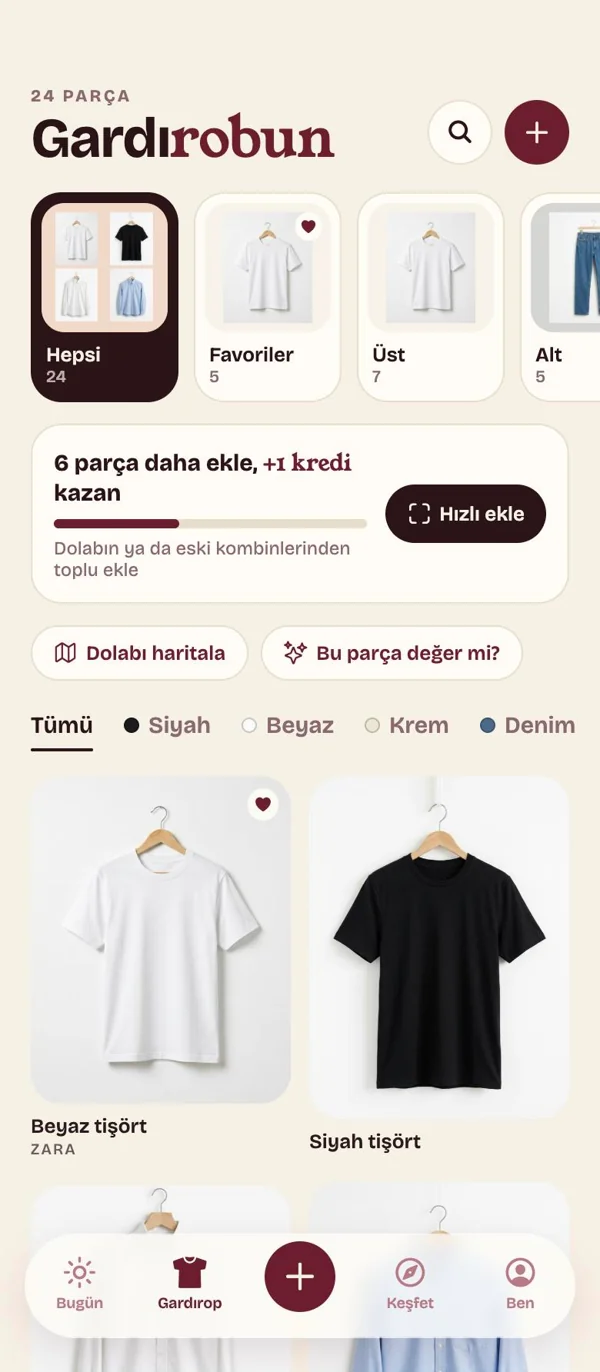 Gardırop ekranı
