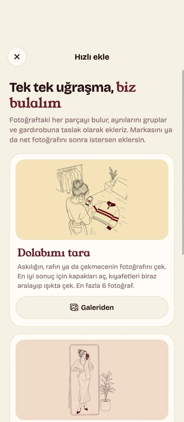 Hızlı ekle ekranı